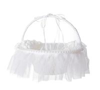 Flower Girl Basket Wedding Flower Basket Girl For Small Wrapped Baskets With Lace And Flowers(White)
