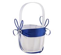 Flower Girl Basket, Wedding Flower Basket, Pearl Bow, Rose, Stylish, Handmade From for Wedding Celebration, Gift Presentation, Blue