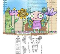 Flower Girl Butterfly House Home Stamps for Card Making Be the Change,Her Wings Unfolded Phrase Transparent Silicone Seal Stamps for Paper Crafting Arts Crafts Scrapbooking Supplies Album Decor