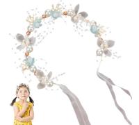 Flower Girl Crown, Flower Girl Headband for Wedding - Elegant Handmade Pearl Headgear,Adjustable Multifunction Girl Florist Headband