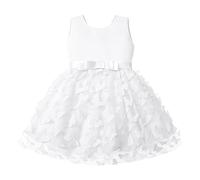 Flower Girl Dress Baby Girls Sleeveless Bowknot Dress Butterfly Princess Dress Elegant Party Evening Dress Wedding Bridesmaid Dress for Children Birthday Party Dress for 0-18 Months White