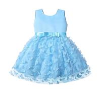 Flower Girl Dress Baby Girls Sleeveless Bowknot Dress Butterfly Princess Dress Elegant Party Evening Dress Wedding Bridesmaid Dress for Children Birthday Party Dress for 0-18 Months Blue