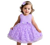 Flower Girl Dress Baby Girls Sleeveless Bowknot Dress Butterfly Princess Dress Elegant Party Evening Dress Wedding Bridesmaid Dress for Children Birthday Party Dress for 0-18 Months Purple