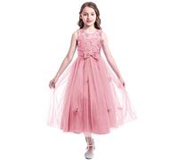 Flower Girl Dresses Princess Tutu Lace Pageant Wedding Birthday Party Dress Hollow Heart Shape 1-14 Years Pink 12-13 Years