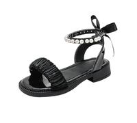 Flower Girl Evening Shoes Toddler Wedding Heel Mary Jane Shoes Glitter Flat Shoes Sandals Boys 35, black, 13 UK Child