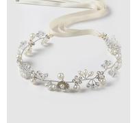 Flower Girl Headband for Wedding - Elegant Pearl & Crystal Flower Crown Hair Accessory, Adjustable Bridal Headpiece, Floral Diademas para Niñas, Communion & Party Wear (silver)