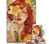Flower Girl Jigsaws Puzzles 1000 Pieces for Adults Gifts,Brain Intelligence Challenge Addictive Toys for Home Decoration (50x75cm)