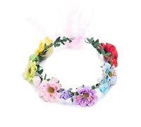 Flower Girl Pearl Hair Vine 1PC Rose Flower Crown Women Headbands With Adjustable Ribbon Girls Floral Wreath Bridal(Multicolor)