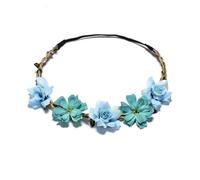 Flower Girl Pearl Hair Vine 8 Color Woman Hair Flower Crown Wedding Party Wreath Garland Girls Cloth Headband Red Accessories(Color 04)