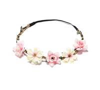 Flower Girl Pearl Hair Vine 8 Color Woman Hair Flower Crown Wedding Party Wreath Garland Girls Cloth Headband Red Accessories(Color 05)