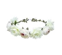 Flower Girl Pearl Hair Vine 8 Color Woman Hair Flower Crown Wedding Party Wreath Garland Girls Cloth Headband Red Accessories(White)