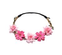 Flower Girl Pearl Hair Vine 8 Color Woman Hair Flower Crown Wedding Party Wreath Garland Girls Cloth Headband Red Accessories(Color 06)