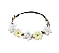 Flower Girl Pearl Hair Vine 8 Color Woman Hair Flower Crown Wedding Party Wreath Garland Girls Cloth Headband Red Accessories(Color 02)