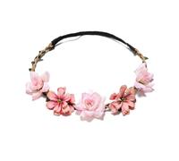 Flower Girl Pearl Hair Vine 8 Color Woman Hair Flower Crown Wedding Party Wreath Garland Girls Cloth Headband Red Accessories(Color 03)