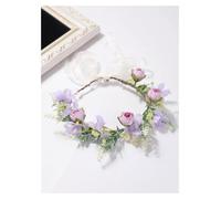 Flower Girl Pearl Hair Vine Headwear Flowers Handmade Aesthetic Road Travel Vacation Simulation Garland(Lavender)