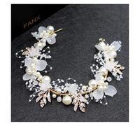 Flower Girl Pearl Hair Vine Pearl Crowns Beach Floral Garland Romantic Faux Rose Wedding Wreaths Flower Headband(Color 10)