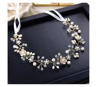 Flower Girl Pearl Hair Vine Pearl Crowns Beach Floral Garland Romantic Faux Rose Wedding Wreaths Flower Headband(Color 16)