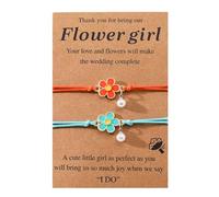 Flower Girl Proposal Bracelet - 2 Pcs Bracelets, Thank You Jewelry Gifts for Little Girls, Orange & Blue