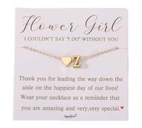 Flower Girl Proposal Gift Initial A-Z Letter Necklace Cute for Little Girls Wedding & Bridal Shower, 17.72 inches, Copper, No Gemstone