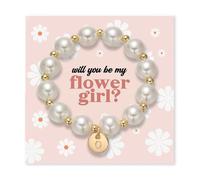 Flower Girl Proposal Gifts, Initial A-Z Bracelet Initial Pearl Bracelets Will You Be My Flower Girl Gift., S, Brass, no gemstone