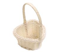 Flower Girl Rattan Basket - Heart Shaped Wicker With Handle | Easter Candy Storage Basket | Wedding Flower Arrangement