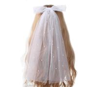 Flower Girl Veil Pearls Bow Head Covering Wedding Hair Accessories White Wedding Veil Headscarf Simple Short Veil