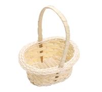 Flower Girl Wicker Rattan Heart Shaped Handwoven Basket With Handles - Easter Candy Storage Basket For Wedding Flower Arrangement