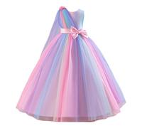 Flower Girls Dress One-Shoulder Kids Dresses Unicorn Butterfly Floral Rainbow Pageant Bridesmaid Halter Neck Bow Sequins Tulle Up Dance First Communion Ball Gown