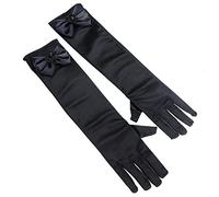 Flower Girls Long Satin Gloves Bowknot Princess Gloves Elbow Length Children Wedding Handwear Bridesmaids Children Wedding Dress Stretchy Full Fingers HandWear for Communion Fancy Dress Party Cosplay