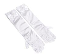 Flower Girls Long Satin Gloves Bowknot Princess Gloves Elbow Length Children Wedding Handwear Bridesmaids Children Wedding Dress Stretchy Full Fingers HandWear for Communion Fancy Dress Party Cosplay