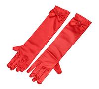 Flower Girls Long Satin Gloves Bowknot Princess Gloves Elbow Length Children Wedding Handwear Bridesmaids Children Wedding Dress Stretchy Full Fingers HandWear for Communion Fancy Dress Party Cosplay