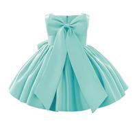 Flower Girls Wedding Dress Kids Pageant Bridesmaid Dress Baby Silky Satin Bowknot Toddler Girl Pirncess Birthday Party Christening Baptism Dresses Formal Prom Gown Mint Green - Bow 9-10 Years