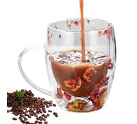 Flower Glass Coffee Cups,Flower Glass Tea Cup Tumbler with