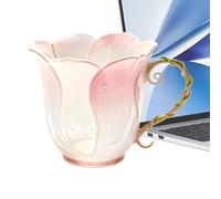 Flower Glass Cup - Petal Shape Tea Cup for Home, Kitchen, Cafe, or Office, Ideal Women, Teens, and Friends, Elegant Glassware for Water, Tea, Juice, Beer, or Cocktail Enjoyment, Vine Handle