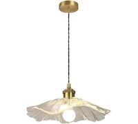 Flower Glass Pendant Light, Nordic Glass Brass Chandelier Homestay Bar Aisle Porch Restaurant Cafe Light Single Head Lotus Leaf Pendant E27