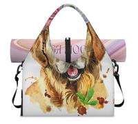 Flower Golden Retriever Dog Sports Duffle Bag with Shoe Compartment Dog Weekend Overnight Bags Tote Cabin Luggage Bag for Gym Yoga Travel
