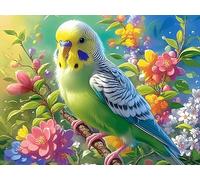 Flower Green Leaf Green Parrot 1000-piece Jigsaw Puzzle Bundle Wildlife Family Puzzle Lovers Brain Training Mindful Activity Spring Rigid Cardboard 1000 PCS/75x50cm