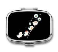 Flower Guinea Pig Dandelion Travel Pill Organizer 2 Compartments Pill Case Pill Box Containers for Purse Pocket