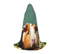 Flower Guinea Pig Print Unisex Hooded Cloak Variety Halloween Cosplay Carnival Comfortable Stylish Robe
