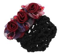 Flower Hair Bun Cover Clip Fabric Metal Red Simple Classic