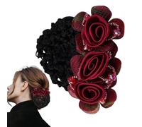 Flower Hair Bun Holder Covers, Elegant Snood Hairnet with Floral Design, Boost Professionalism Secure Barrette Hair Clip for Women, Bank Clerks, Waiters, Daily Wear, 3.15x3.15x1.97 in