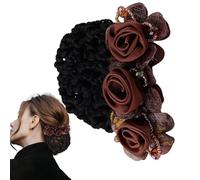 Flower Hair Bun Holder Covers, Elegant Snood Hairnet with Floral Design, Boost Professionalism Secure Barrette Hair Clip for Women, Bank Clerks, Waiters, Daily Wear, 3.15x3.15x1.97 in