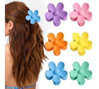 Flower Hair Claws for Women, 6 Pack Matte Flower Hair Clips, Non-Slip Strong Hold Hair Clip, C Hair Accessories for Women and Girls, ute Colourful Claw Clip for Thick and Thin Hair