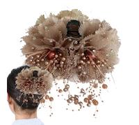Flower Hair Clip,Bud Hairpin Flower Claw Pins Non-Slip Barrette with Pearls Tassels - Boho Pins Bride Headdress, Fake Headwear Hair Accessories for Women, Girl