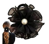 Flower Hair Clip, Flower Claw Clip - Korean Hair Clip with Beads - Non-Slip Ladies Hair , Fairy Ponytail Hair Holder for Women and Girls, Hair Decoration