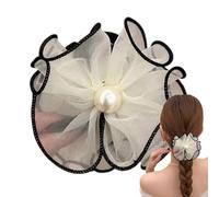 Flower Hair Clip - Flower Clip for Hair, Korean Hair Clip with Beads, Non-Slip Women's Hair Clips, Fairy Ponytail Hair Holder for Women and Girls, Hair Decoration