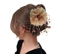 Flower Hair Clip for Women, Bud Hairpin Flower Claw Pins Non-Slip Barrette with Pearls Tassels, Boho Pins Bride Headdress, Fake Headwear Hair Accessories for Women, Girl