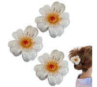 Flower Hair Clip - Pack of 3 Non-Slip Hairstyles Accessories | Flower Claw Clips Especially for Thick Hair, for Girls, Girlfriend, Sister, Daughter, Mother and Her