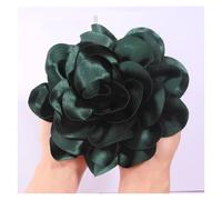 Flower Hair Clips 19CM Big Handmade Satin Flowers Headwear Catwalk- Stage Performance Hairpin(Deep Green,With no brooch)
