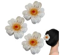 Flower Hair Clips, 3 Pieces with Strong Hold and Non-Slip Function for Hairstyle Accessories, Hawaii Claw Clips for Holidays, for Travel, Summer, Beach Holidays